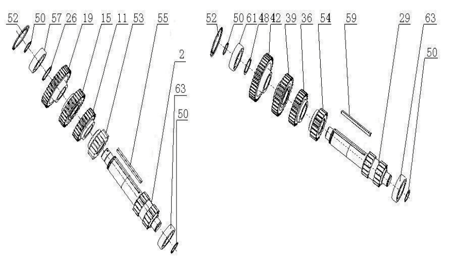 sinotruk howo HW19710 transmisison parts secondary shaft assembly AZ2203030211